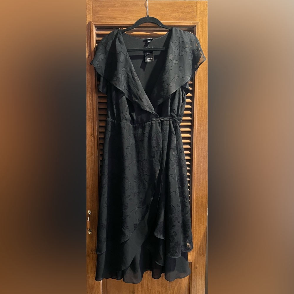 Black Torrid Chiffon Wrap Dress